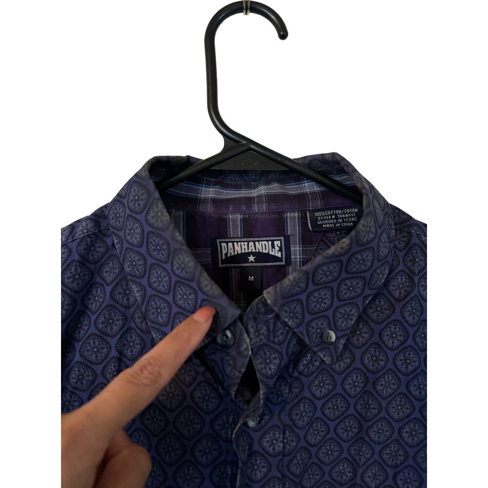Panhandle Purple Geometric Medallion Western Button Down Shirt Mens M 38AWF17 h2 - Picture 4 of 6